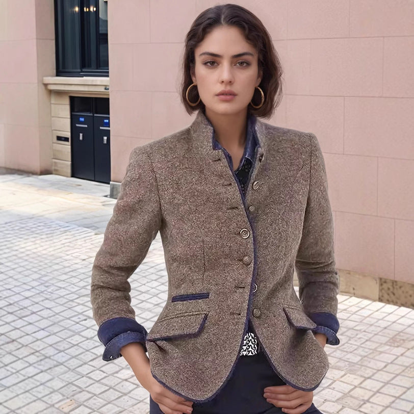 Men's Button Placket Coat | Stand Collar