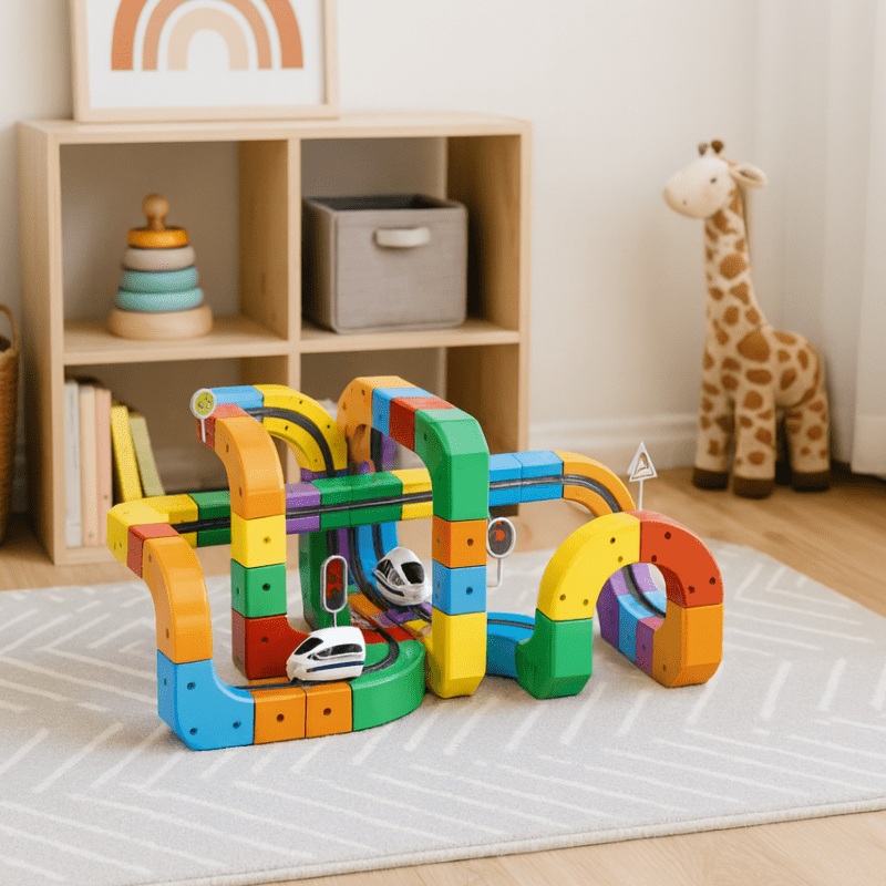 3D Train Building Set for Kids with Rechargeable Locomotive