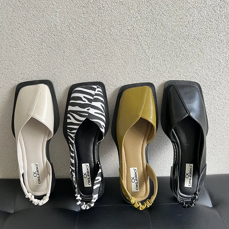 Women's Slingback Sandals Shoes | Square Toe