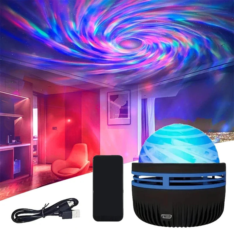 Northern Lights Projector | Music Sync & Remote Control | RGB Mood Light | USB Charging | 7.8×7.8×8.7 cm