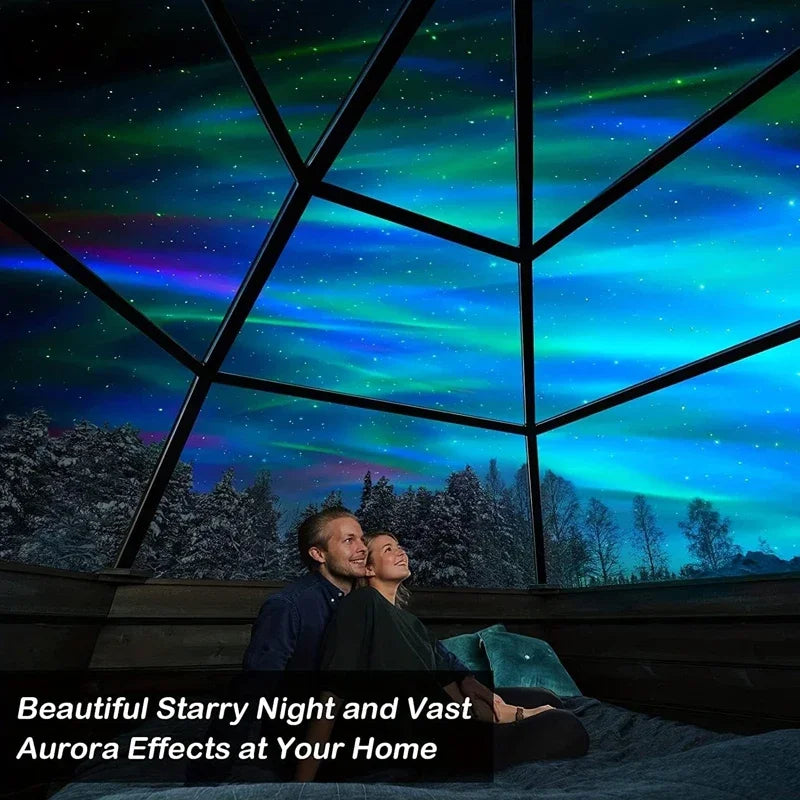 Northern Lights Projector | Music Sync & Remote Control | RGB Mood Light | USB Charging | 7.8×7.8×8.7 cm