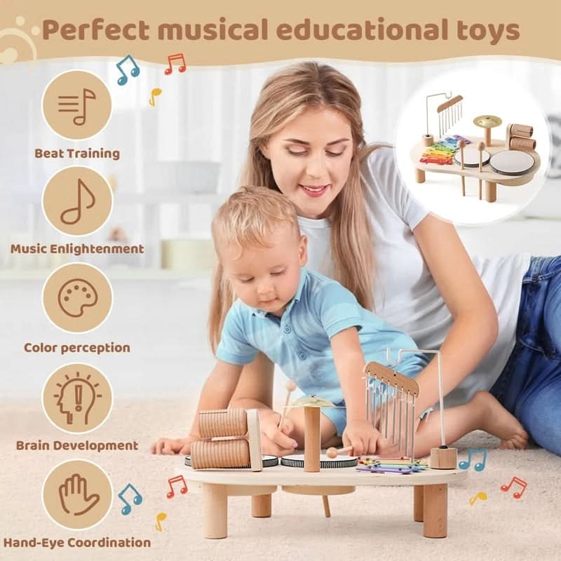 Musical Wooden Toy Set for Creative Babies Aged 12 Months and Up