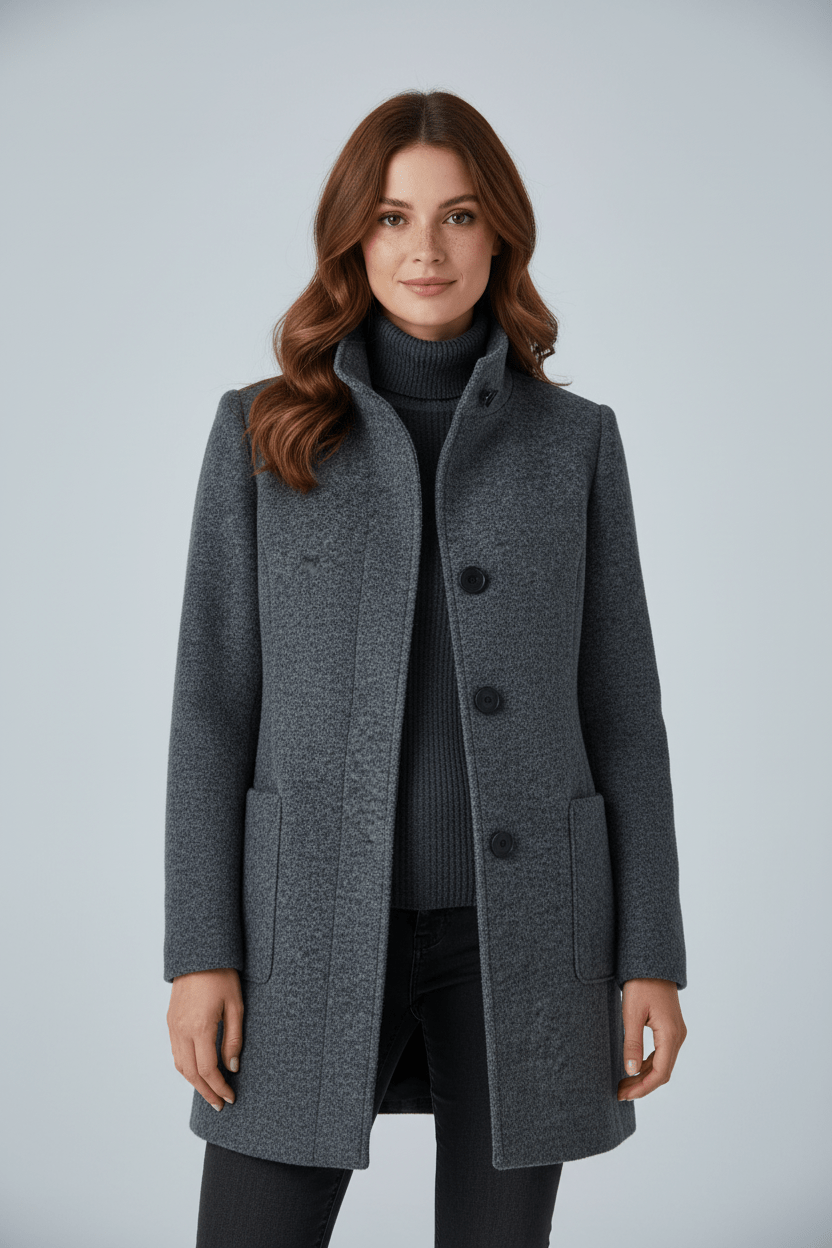 Women's Wool Blend Coat | Stand Collar