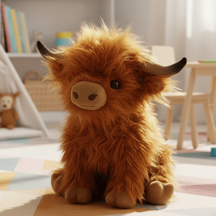Soft Plush Highland Cow – Adorable Cuddle Toy for Friends