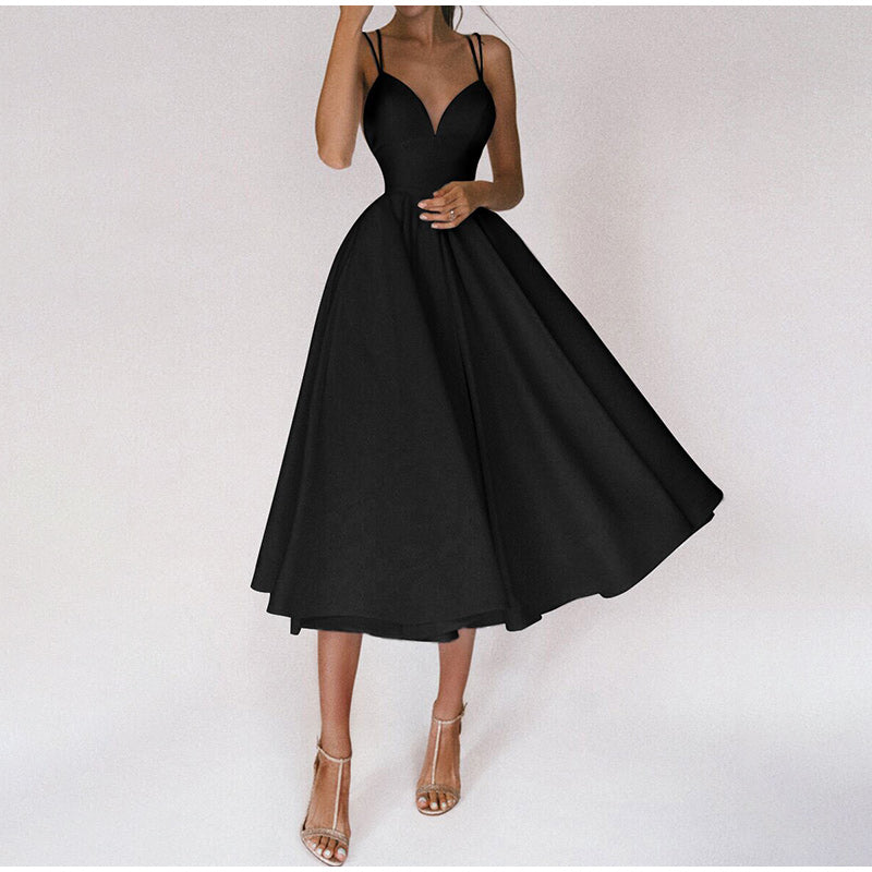 Formal Midi Party Dress with V-Neck for Women | Elegant Evening Style