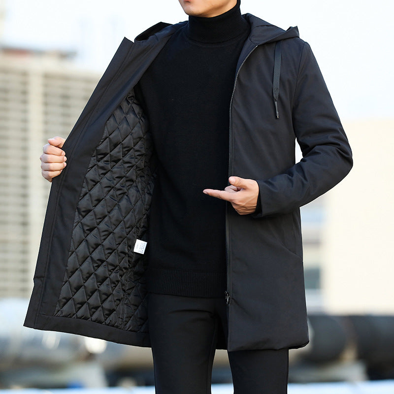 Men Mid-Length Coat | Hooded