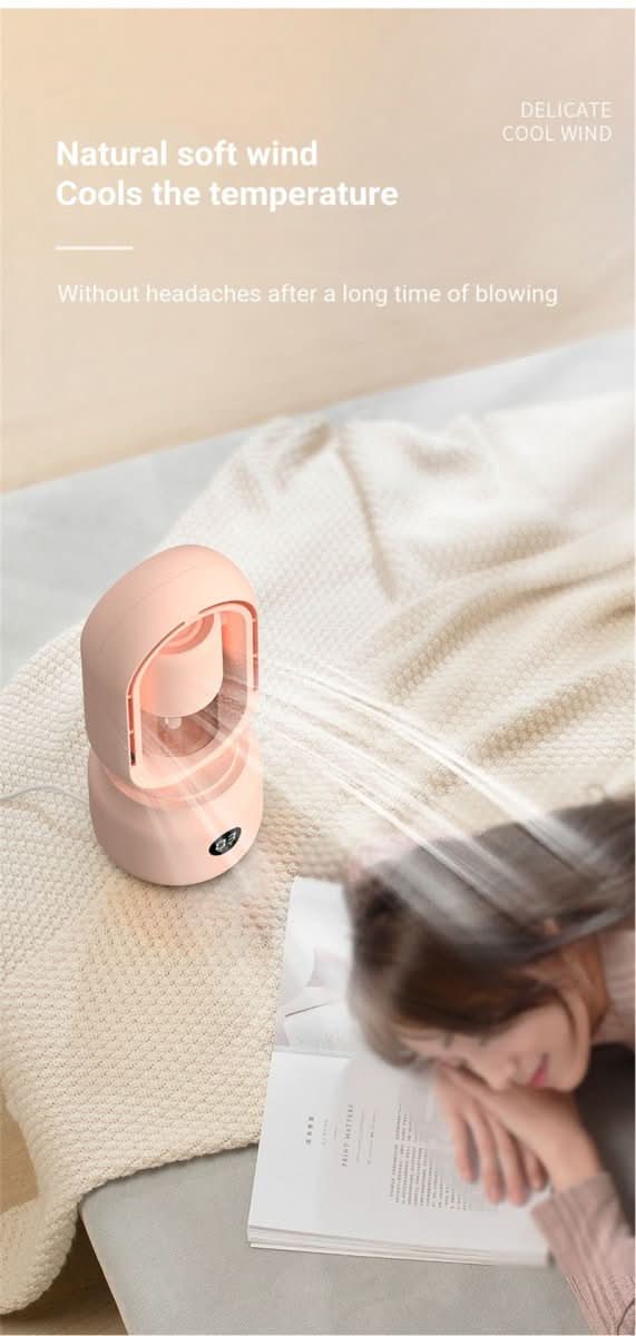 Portable Blade-Free Fan with Humidifier and Night Light for Refreshing Comfort