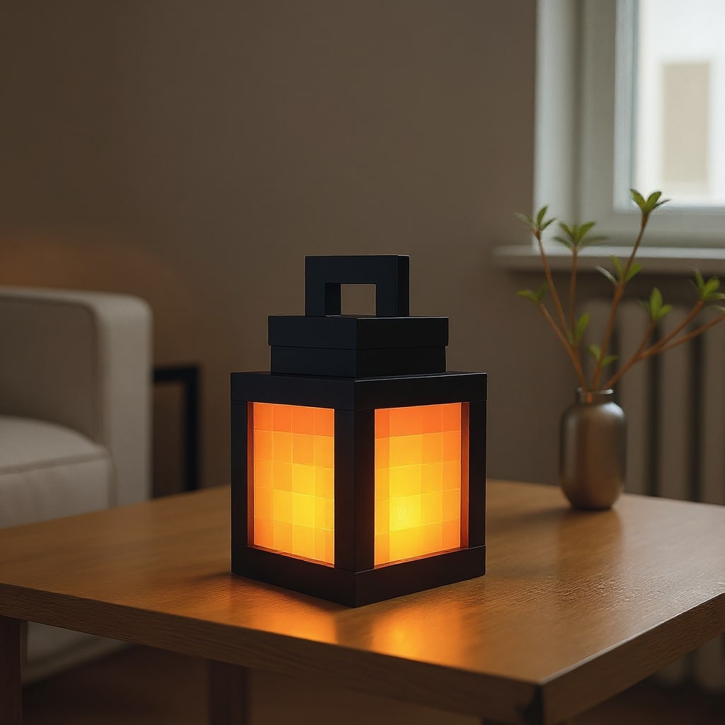Wireless Table Lamp | Nightstand Light | Indoor Wall Light | Pixel-Inspired Design
