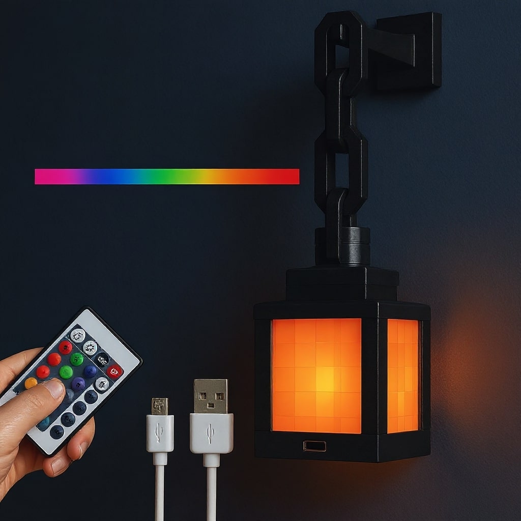 Wireless Table Lamp | Nightstand Light | Indoor Wall Light | Pixel-Inspired Design