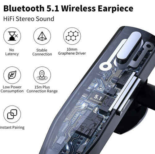 Dual Mic Wireless Bluetooth 5.1 Noise Cancelling Trucker Headset/Earpiece