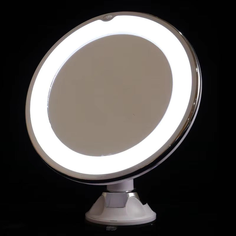 Illuminated LED Round Makeup Mirror with Light and 10x Magnification